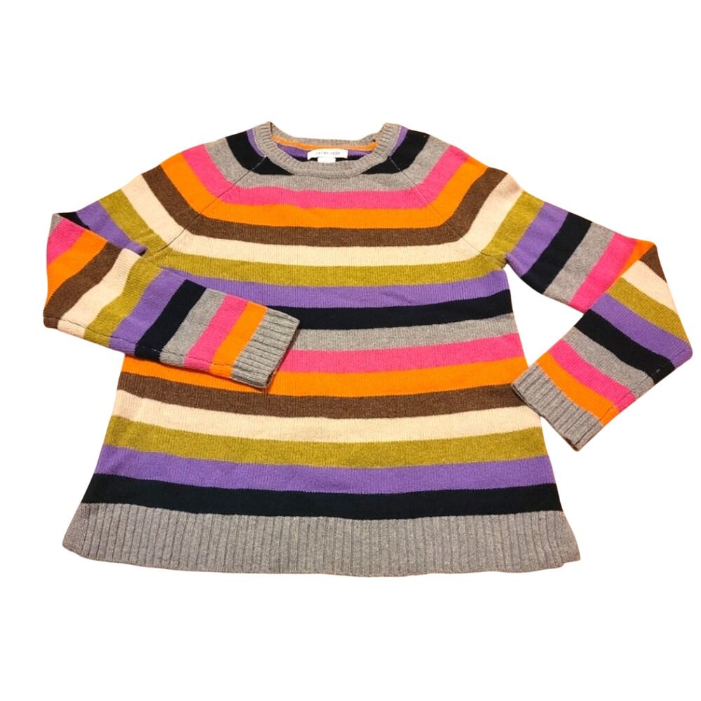 Tabitha Webb Womens Lambswool Colorful Striped Knit Sweater Size S Boho